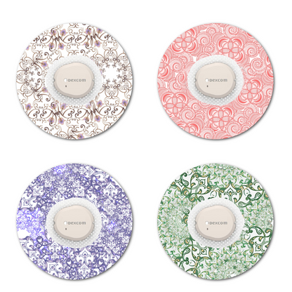 Henna Combo in Circles 3.8 inch - Extreme Adhesive - 10 Pack - CGM, Infusion & Pump Grips