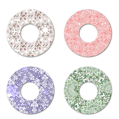 Henna Combo in Circles 3.8 inch - Extreme Adhesive - 10 Pack - CGM, Infusion & Pump Grips