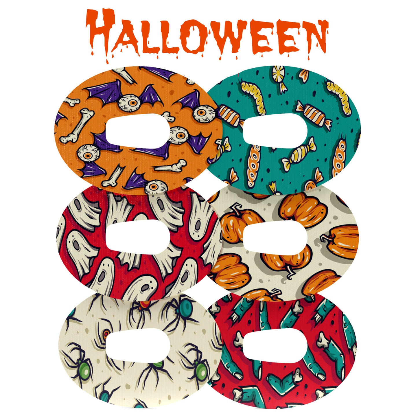 Halloween Combo in Ovals - Extreme Adhesive - 15 Pack - CGM, Infusion & Pump Grips