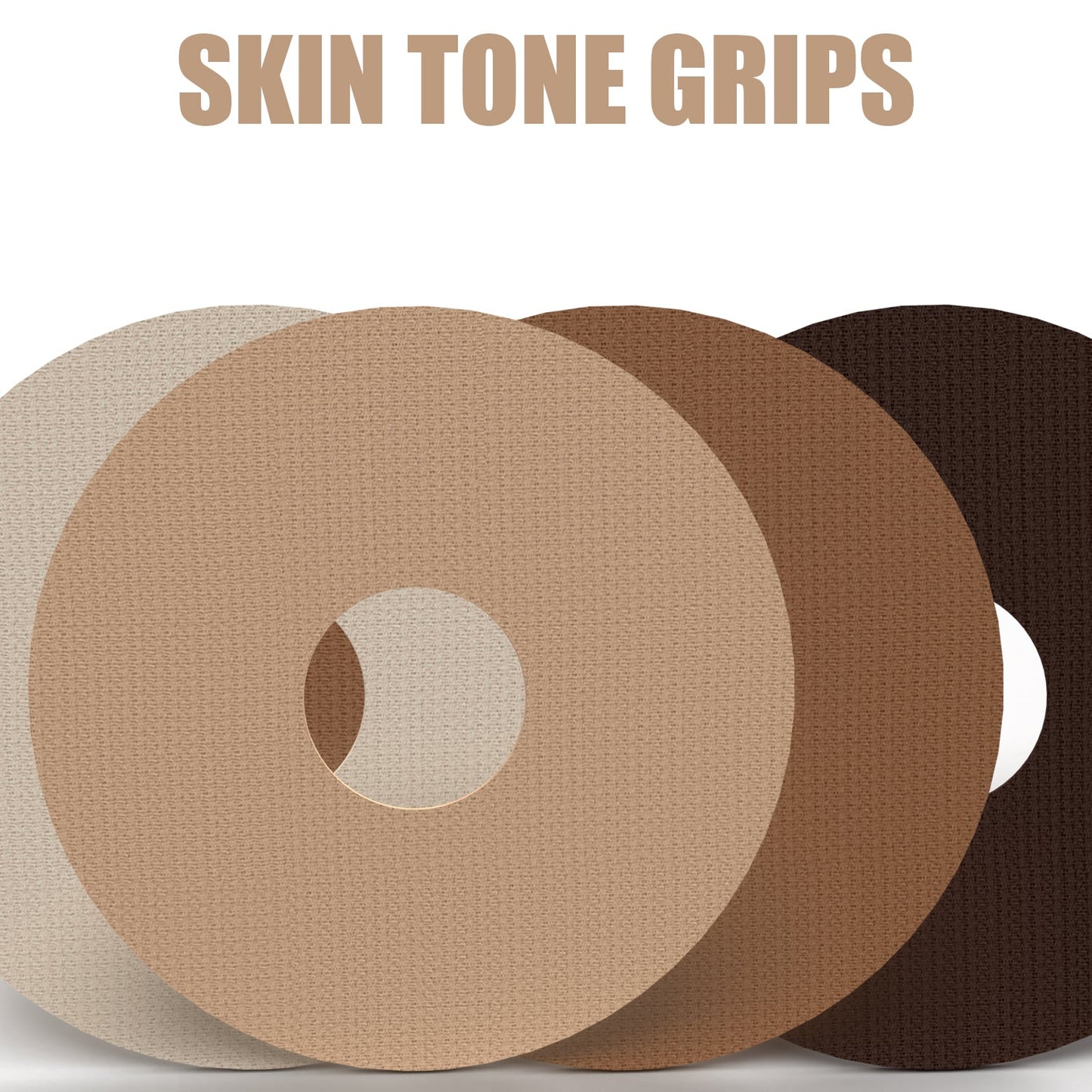 Skin Tone Grips - Choose Adhesive, Shape & Skin Tone - 10 Pack - CGM Devices, Infusion Sets & Pump Grips